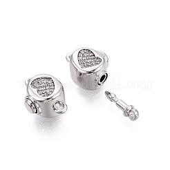 Messingmikropavé mit klaren Zirkonia-Kastenverschlüssen&nbsp;KK-Q074-08P