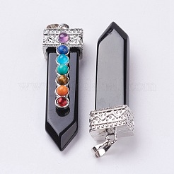 Natürlicher Obsidian mit synthetischen & natürlichen gemischten Stein Chakra großen Anhängern&nbsp;G-E415-A12