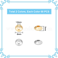 120 pièce de perles d'espacement en acier inoxydable 304 de 2 couleurs&nbsp;STAS-UN0050-37