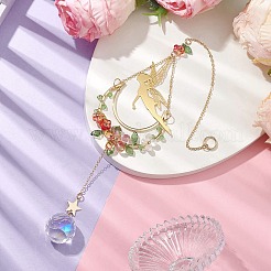 Décoration pendentif lune elfe en laiton&nbsp;HJEW-TA00226