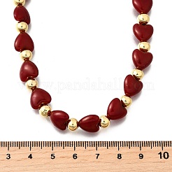 Collane in ottone e abs con perle finte a forma di cuore e perline rotonde per donna&nbsp;NJEW-D314-11C-G