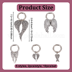 10 Stück 5 Stile Flügel tibetischen Stil Legierung Schuh Charms&nbsp;HJEW-PH02190