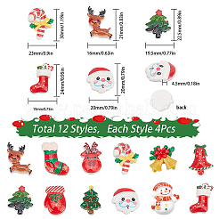 48 pièces 12 styles cabochons en résine opaque sur le thème de noël&nbsp;CRES-SC0002-55