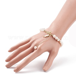 Armband aus natürlichen gemischten Steinsplittern und Perlen mit emaillierten Blitzanhängern&nbsp;BJEW-JB08332-M