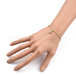 Pulseras con dijes de circonita cúbica transparente con micro pavé de latón&nbsp;BJEW-JB05410