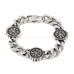Bracciali con maglie a forma di bussola vichinga in acciaio inossidabile&nbsp;BJEW-D379-15ASP