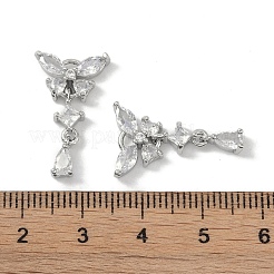 Pendenti in zirconi cubici trasparenti in micro pavè di ottone&nbsp;X-KK-S367-10B