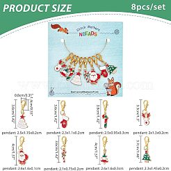 8 pz. 8 pendenti in lega smaltata a tema natalizio&nbsp;HJEW-NB0001-47