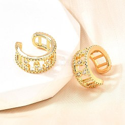 Orecchini a polsino in zircone chiaro con micro pavè di ottone&nbsp;EJEW-F370-10G