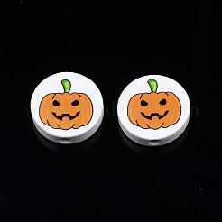 Halloween bedruckte Naturholzperlen&nbsp;WOOD-T021-91