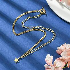 Colliers à pendentif en laiton avec chaînes gourmettes et trombones&nbsp;NJEW-JN04608-03