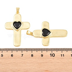 Pendentifs de verre en laiton&nbsp;KK-P353-12G-02