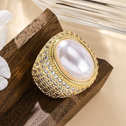 Mikropavé-Manschettenringe aus klarem Zirkonia aus Messing für Damen&nbsp;RJEW-Q009-03G