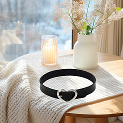 Punk-Rock-Stil Legierung Herz Ring Kunstleder Chocker Halsketten&nbsp;NJEW-CL0001-21