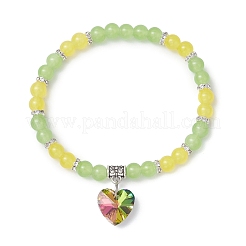 Pulseras con dijes redondos de cuentas de vidrio imitación jade con pintura para hornear&nbsp;BJEW-JB11737-05