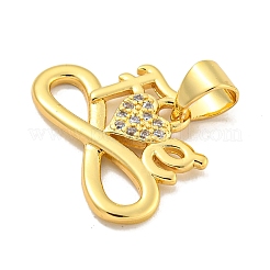Ciondoli in ottone con placcatura a cremagliera con micro pavé di zirconi chiari&nbsp;KK-B091-49G-01