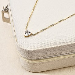 Colliers avec pendentifs triangulaires en acier inoxydable 304 et zircone cubique pour femmes&nbsp;NJEW-Z064-02G