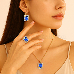 4 Farben Rechteck Strass Schmuckset&nbsp;SJEW-HY0001-12