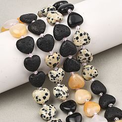 Colliers de perles en roche de lave naturelle aux couleurs dégradées&nbsp;G-B185-A01
