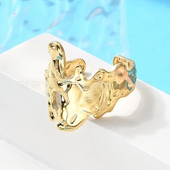 Placcatura ionica (ip) 304 anello polsino aperto a forma di fiore largo in acciaio inossidabile per donna&nbsp;RJEW-G275-05G