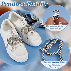 1 par de adornos para zapatos de imitación de perlas de plástico con forma de lazo&nbsp;DIY-FG0006-79