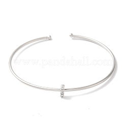 Braccialetti aperti con lettera in micro pavé di ottone placcato a cremagliera con zirconi trasparenti&nbsp;BJEW-A018-01P-I