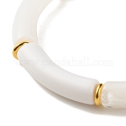 Bracciale elasticizzato con perline in tubo curvo in acrilico bicolore&nbsp;BJEW-JB07971-01