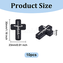 10 Stück Kreuz mit dem Wort Jesus Silikonperlen&nbsp;SIL-OC0001-21