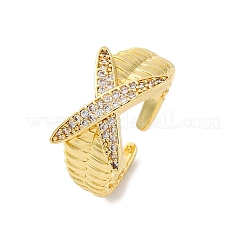 Anelli per polsini da donna in ottone con micro pavé di zirconi trasparenti&nbsp;RJEW-U043-08G