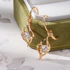 Orecchini a monachella in ottone con micro pavé di zirconi chiari&nbsp;EJEW-K300-20G