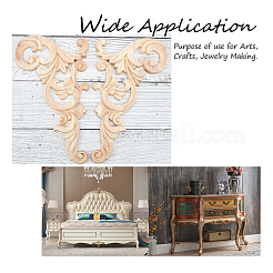 Artisanat d'applique onlay sculpté en bois massif naturel&nbsp;WOOD-FH0001-23
