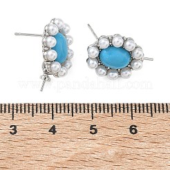 Ohrsteckerrohlinge aus Messing und ABS-Kunststoff mit Imitationsperlen&nbsp;KK-C172-14B-P