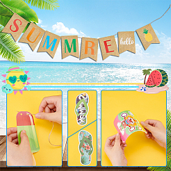 5 bolsa de 5 decoraciones colgantes de papel con temática de cumpleaños de verano y pancartas de banderas&nbsp;HJEW-GA0001-46
