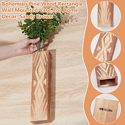 Böhmische rechteckige Wandvase aus Kiefernholz&nbsp;HJEW-WH0001-39