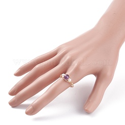 Kupferumwickelter natürlicher und synthetischer Edelsteinring für Damen&nbsp;RJEW-JR00433
