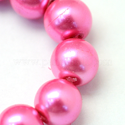 Hilos de cuentas redondas de perlas de vidrio nacaradas con pintura para hornear&nbsp;HY-Q330-8mm-54