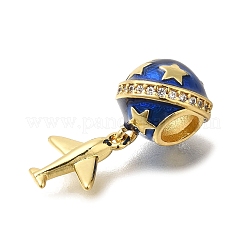 Messing blau Emaille europäische Anhänger Charms&nbsp;KK-M101-09G