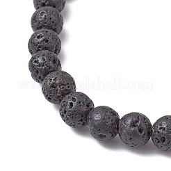 7 set di braccialetti elastici con perline rotonde e scaglie di pietra naturale mista per donna&nbsp;BJEW-JB11130