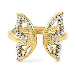 Anillo de puño abierto de acero inoxidable 304 con revestimiento iónico (IP) para mujer&nbsp;RJEW-F166-11G-02