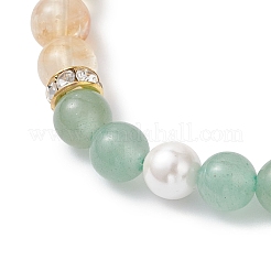 Pulseras elásticas de cuentas redondas de aventurina verde natural&nbsp;BJEW-JB12229-01