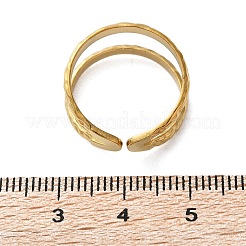 Bague ouverte à double rangée en acier inoxydable 304 avec placage ionique (IP) pour femme&nbsp;RJEW-S405-200G
