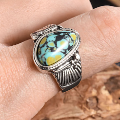 Bagues tendance en alliage et turquoise&nbsp;FS-WGDFDBB-01