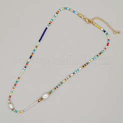 Colliers de perles de verre de Bohême et de perles d'imitation pour femmes&nbsp;JZ7390-2