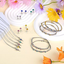 Collana con pendente a torsione di strass e braccialetto di diamanti e orecchini a bottone&nbsp;JEW101H