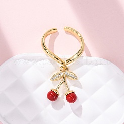 Offene Manschettenringe aus Messing mit Mikropavé-Kubikzirkonia für Damen&nbsp;RJEW-U057-18G-01