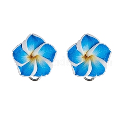 Orecchini a bottone in argilla polimerica fatti a mano con plumeria&nbsp;EJEW-JE06438