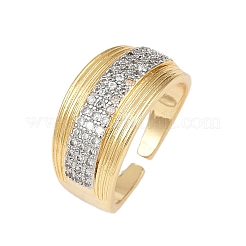 Latón micro pave anillos de brazalete de circonio cúbico&nbsp;RJEW-C140-15G