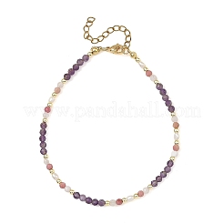 Bracelets de cheville en pierre de lune arc-en-ciel naturelle&nbsp;AJEW-AN00855-03