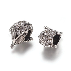 Argento antico placcato perline europei rhinestone della lega&nbsp;CPDL-E023-03AS-A