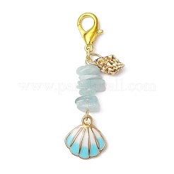 Decorazioni pendenti con perline in smalto in lega a forma di conchiglia&nbsp;HJEW-JM03247